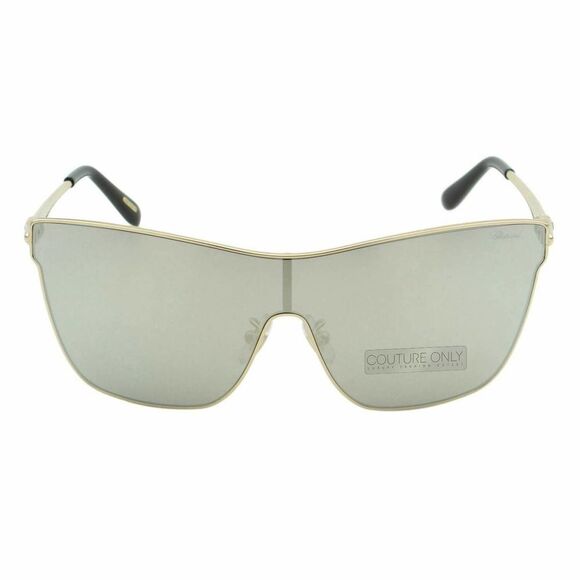 New Chopard Women Shield Sunglasses SCH-C20S-300G Gold Frame Gray Mirrored Lens - Picture 1 of 15